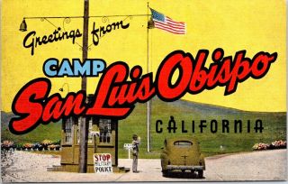 Greetings From San Luis Obispo,  California,  Large Letter Linen Postcard - Kropp