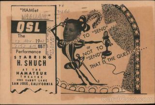 1962 San Jose,  Ca Wa6uam H.  Shuch Santa Clara County Qsl/ham California Postcard