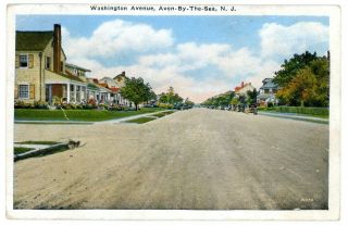 Avon By The Sea Nj - View Down Washington Avenue - Postcard
