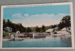 Postcard Lower Entrance To Lock Songo River Naples Maine Me