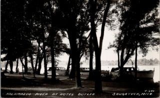 Boats On Kalamazoo River At Hotel Butler,  Saugatuck,  Mi,  Real Photo Postcard
