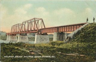 Vintage Postcard; Rr Bridge Over Rock River,  Oregon Il Ogle County,  Wheelock