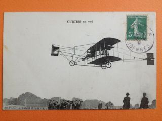 Cpa Aviation Le Pilote Et Constructeur AmÉricain Glenn Curtiss En Plein Vol