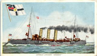 Postcard German Cruiser Bremen Navy Cruiser Ad Card Prudential Insurance