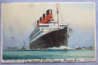 Aquitania Cunard White Star Line Linie Ocean Liner Steamer Ship Postcard Seapost