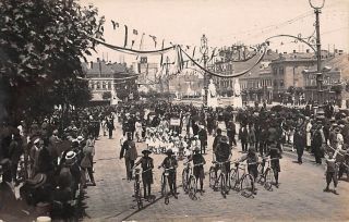 Belgrade,  Serbia,  Boy Scouts With Bicycles In Parade,  Real Photo Pc C 1910 - 20