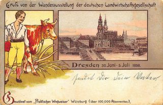 Germany Dresden 1898 Grus Aus Postcard