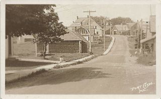 Port Clyde Me Hill Street View Houses Stores Real Photo Postcard