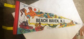 Vintage Beach Haven Jersey Pennant 25” Long
