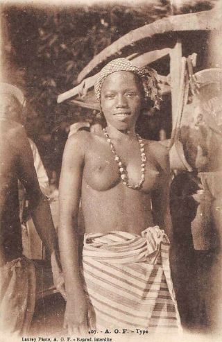 French West Africa Semi - Nude Native Woman Posing,  Jewelry 1907 - 20
