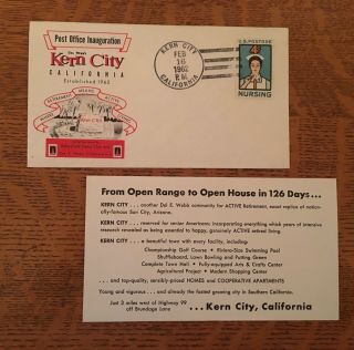 1962 Kern City Ca Post Office (now Closed) Inauguration Letter / Community Ad