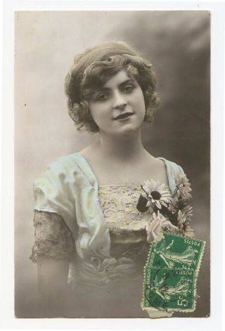 1910s Glamour Pretty Young Lady Lovely Woman French Photo Postcard