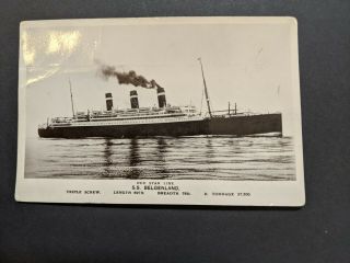 Red Star Line Ss Belgenland - Real Photo Postcard