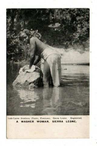 Sierra Leone,  Africa Semi - Nude Woman Washing Clothes,  Coiffure 1907 - 20