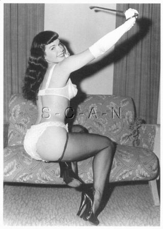 Semi Nude European Postcard - Bettie Page - Stockings - Panties - Switch - Legs - Heel