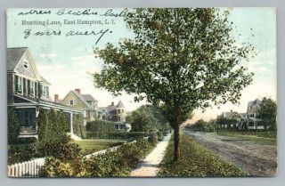 Huntting Lane East Hampton Ny Antique Long Island Hamptons Postcard 1912