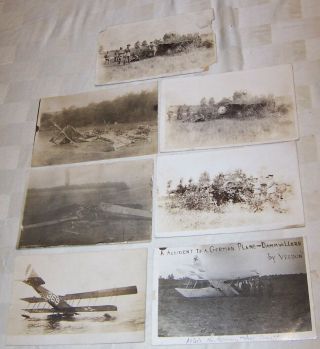 7 Wwi Plane Crash Postcards Airplane Wreck Disaster German Military War