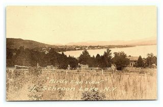 Vintage Postcard Rppc Birds Eye View Schroon Lake York 1920 R3