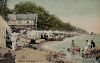 Bathing At Seaview,  With Bathing Tents,  Isle Of Wight : Postcard (c1905)