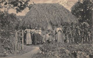 St.  Kitts,  Bwi Group Of Natives And Their Hut Losada,  Pub.  C 1904 - 14