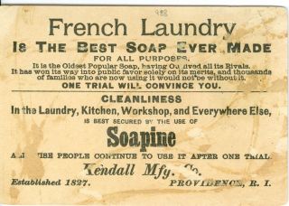 Providence Ri Soapine,  French Laundry Soap,  Kendall Mfg Compamy Est 1827