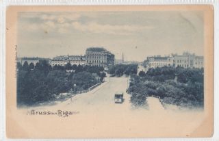Riga Street View Tramway Early Imperial Russia Latvia Gruss Aus Postcard Tram