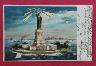 1908 Hold To Light Postcard Of Statue Of Liberty