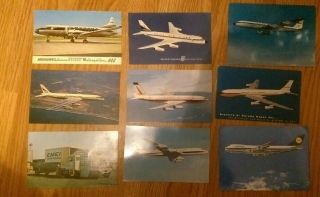 9 Vintage Airline Postcards Emery Lufthansa Braniff Delta Mohawk Pan Am Eastern