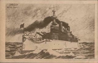 Great White Fleet The Battleship Oregon Postcard Vintage Post Card