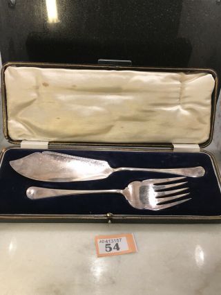 Pair Antique 1890’s C&d Silver Plated Engraved Cake Pastry Server & Fork Boxed