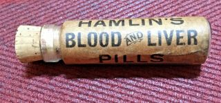Antique Medicine Bottle Quack: Hamlin’s Blood & Liver Pills,  Contents,  Drug.