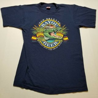 Vtg 1988 Bayou Beer T - Shirt Mens S/m Alligator Orleans Brewing Usa 90s U92