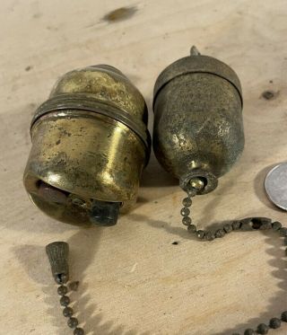 2 Old Antique Vtg Socket Switches Light Fixture Or Lamp Parts