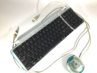 Vtg Apple Usb Keyboard M2452 & Mouse M4848 (hockey Puck) For Blue Imac