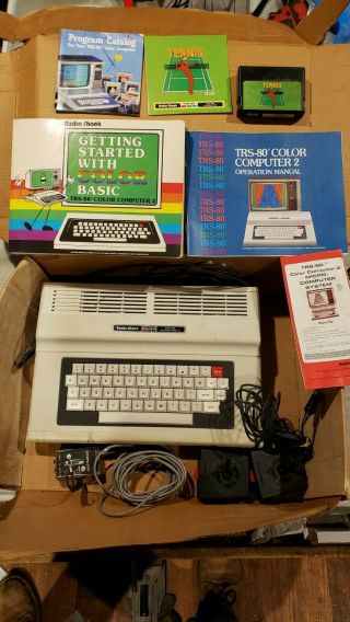 Radio Shack Tandy Trs - 80 Color Computer 2,  2 Joysticks 1 Game,  More
