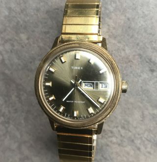 Vintage Timex Marlin 26861 - 02776 Mens Gold Tone Hand - Wind Mechanical Watch B - H