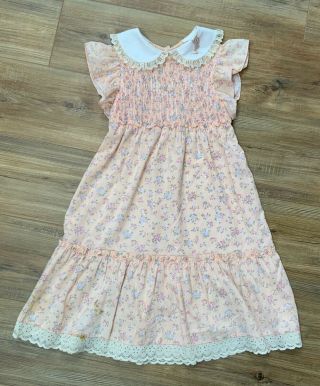 Vintage 70s Girl’s Sears The Sunny Bunch Floral Collared Dress Sz 8