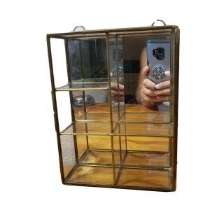 Vintage Mirrored Glass And Brass Curio Cabinet Display Case