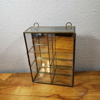 Vintage Mirrored Glass And Brass Curio Cabinet Display Case 2