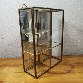 Vintage Mirrored Glass And Brass Curio Cabinet Display Case 3