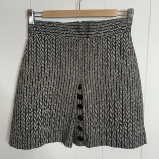 Vintage Oops California Wool Blend Mini Skirt A Line Black White Herringbone