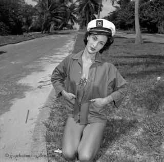 Bunny Yeager 1954 Pin - Up Camera Negative Marcella Hanson In Sailors Cap Early Nr