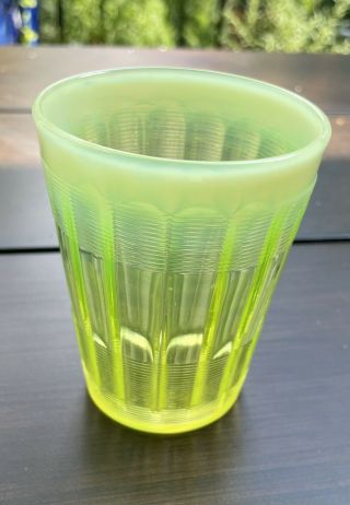 Antique Vaseline Opalescent Uranium Glass Tumbler Cup Victorian