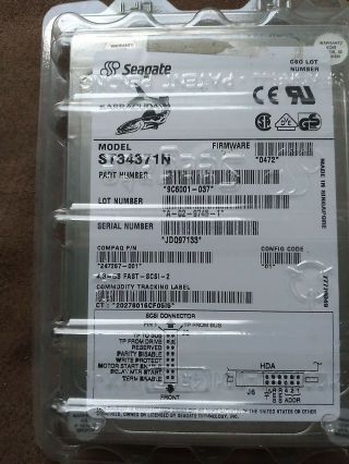 Seagate Model St34371n 50 - Pin Scsi Hard Drive 4.  2 Gb