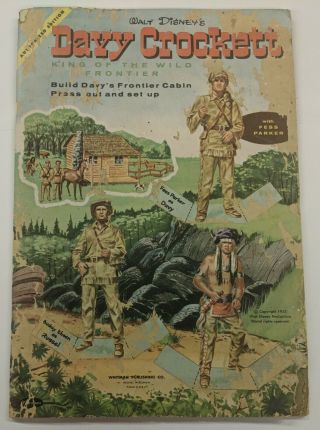 Vtg 1955 Davy Crockett - Disney Press Out Punch - Out Book Frontier Cabin
