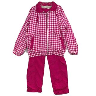 Vtg 80s 90s Pink Track Suit Size Xl Womens Jacket Pants Windbreaker Gingham Zip