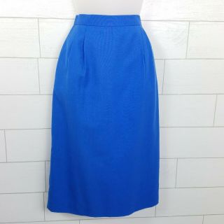 Oleg Cassini size 6 Vintage Skirt Suit Blue 1980s Blazer Midi Purple Lined Rayon 2