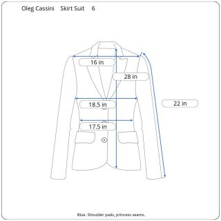 Oleg Cassini size 6 Vintage Skirt Suit Blue 1980s Blazer Midi Purple Lined Rayon 3