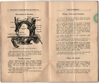 1909 Willcox & Gibbs Automatic Noiseless Sewing Machine Instruction Booklet 2