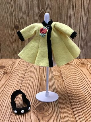 Vintage Vogue Ginny Doll Tagged Yellow Black Coat Hat Head Piece